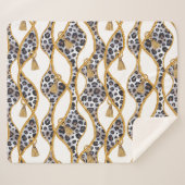 シームレスな白と金ゴールドの幾何学的プリント。 シェルパブランケット (正面(横))