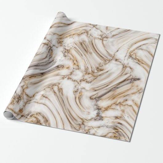 シームレスな白と金ゴールド大理石プリント ラッピングペーパー (アンロールド)