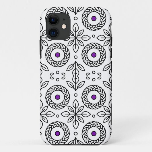 シームレスな白黒ラインアートパターン Case-Mate iPhoneケース (裏面)