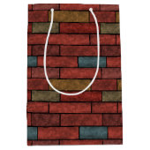 シームレスな石のレンガ茶色のオレンジ色の色ab ミディアムペーパーバッグ (正面)