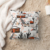 シームレスな砂漠の風景の家ブラックオレンジ クッション (ブランケット)