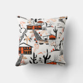 シームレスな砂漠の風景の家ブラックオレンジ クッション (裏面)