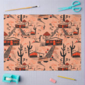 シームレスな砂漠の風景の家ブラックオレンジ 薄葉紙 (クラフト)