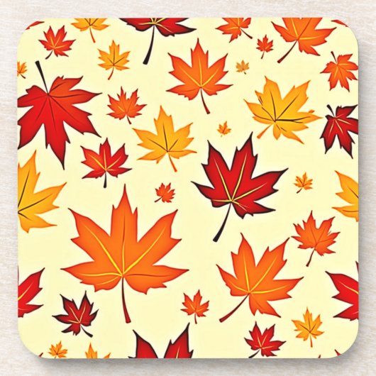 シームレスな秋の紅葉デザイン コースター (正面)