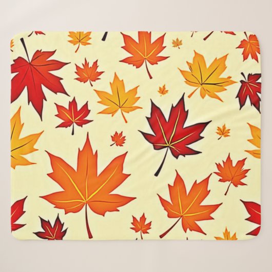 シームレスな秋の紅葉デザイン シェルパブランケット (正面(横))