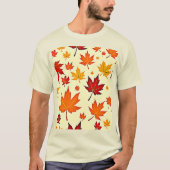 シームレスな秋の紅葉デザイン Tシャツ (正面)