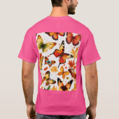 シームレスな秋の蝶のTシャツのデザインを作成 Tシャツ (裏面)