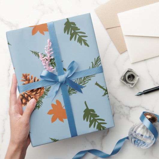 シームレスな秋ラッピング紙と居心地の良いピネコン ラッピングペーパー (ギフト)