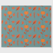 シームレスな秋ラッピング紙離れ:とカボチャ ラッピングペーパー (フラット)