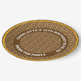 シームレスな紅葉パターン、誕生日文字 ペーパープレート