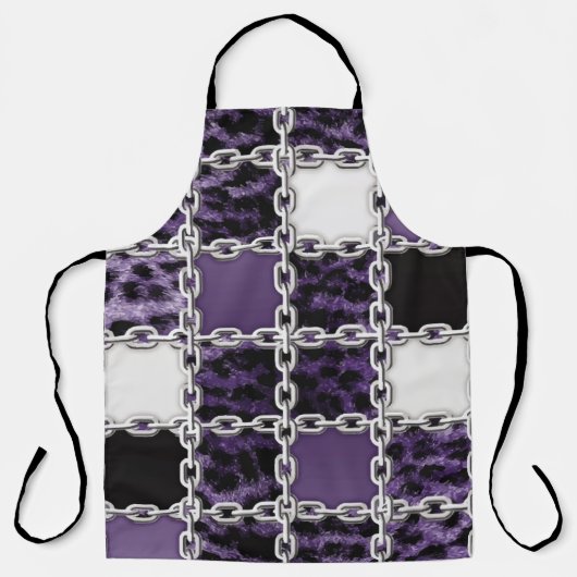 シームレスな紫外線ヒョウとシルバーチェーンパッド エプロン (正面)