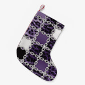 シームレスな紫外線ヒョウとシルバーチェーンパッド スモールクリスマスストッキング (正面 (吊り時))