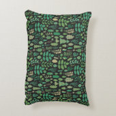 シームレスな緑の植物の模様 アクセントクッション (裏面(縦))