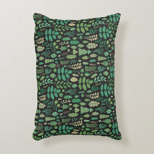 シームレスな緑の植物の模様 アクセントクッション (正面(垂直))