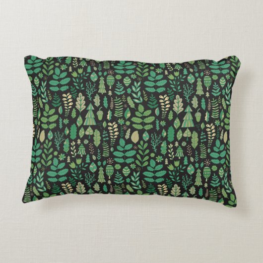 シームレスな緑の植物の模様 アクセントクッション (裏面)