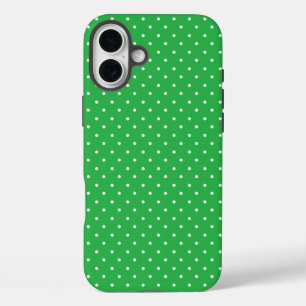 シームレスな緑の背景の水玉模様 iPhone 16 PLUSケース