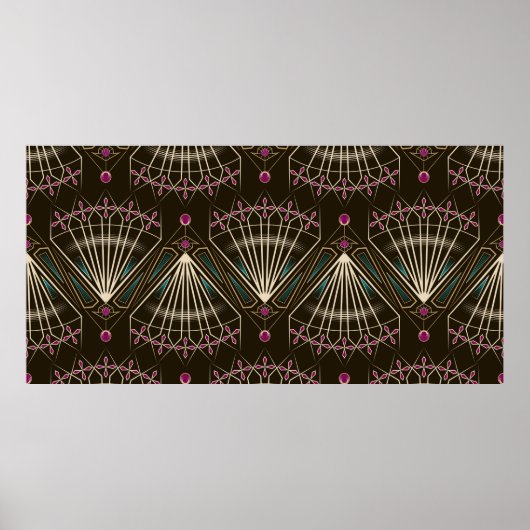 シームレスな美しいアンティークアートデコパターンや名前 ポスター (正面)