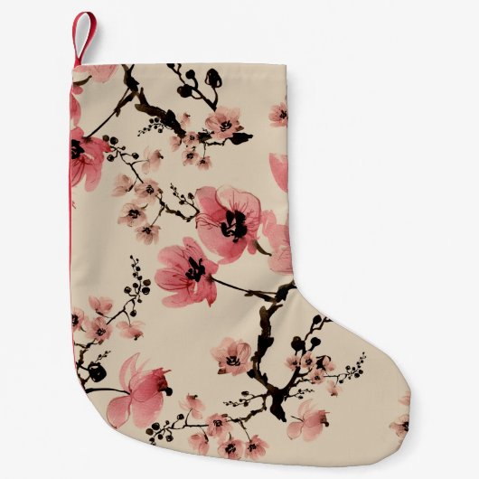 シームレスな美しいプリントの水色の花。セント スモールクリスマスストッキング (正面)