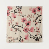 シームレスな美しいプリントの水色の花。セント タペストリー (正面(横))