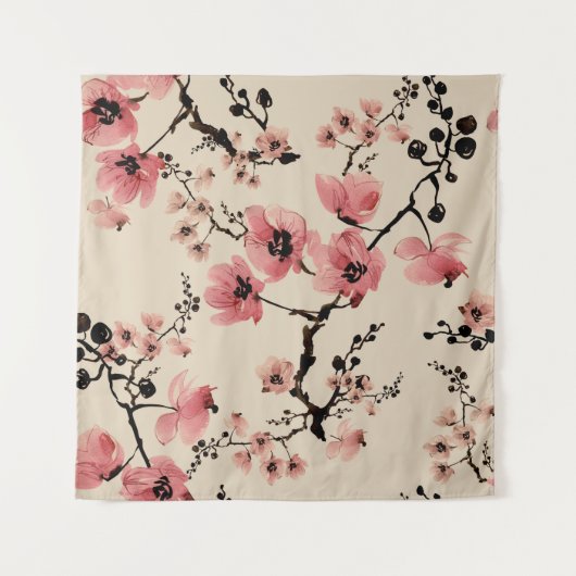 シームレスな美しいプリントの水色の花。セント タペストリー (正面)