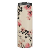 シームレスな美しいプリントの水色の花。セント タンブラー (裏面)