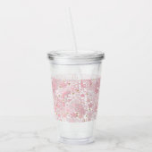 シームレスな美しいヴィンテージレレースのようースの花ピンク アクリルタンブラー (左)