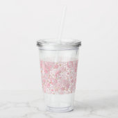 シームレスな美しいヴィンテージレレースのようースの花ピンク アクリルタンブラー (裏面)