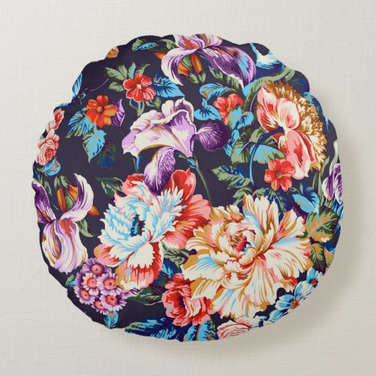 シームレスな美しい抽象芸術カラフル水の色di ラウンドクッション (正面)