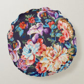 シームレスな美しい抽象芸術カラフル水の色di ラウンドクッション (裏面)