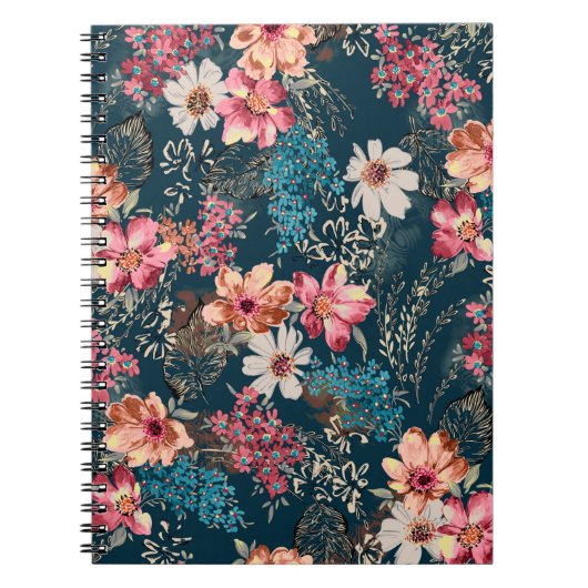 シームレスな美しい抽象芸術水カラーカラフルfl ノートブック (正面)