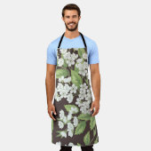 シームレスな美しい春パターンと緑の枝 エプロン (着用した状態)