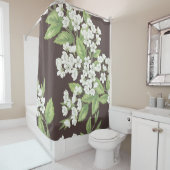 シームレスな美しい春パターンと緑の枝 シャワーカーテン (インサイチュ)