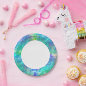 シームレスな美術背景の水彩、青、緑 ペーパープレート (パーティー)