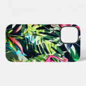 シームレスな背景の花柄。熱帯離れ iPhoneケース (裏面横)