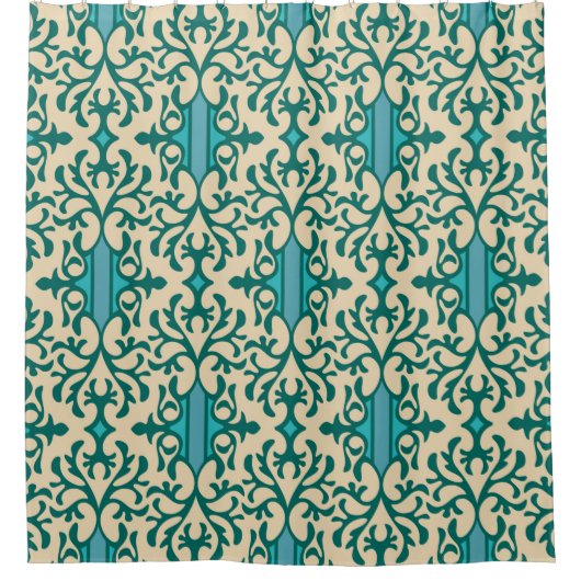 シームレスな背景をフローラオーナメント、ファッションから シャワーカーテン (正面)