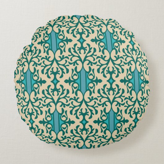 シームレスな背景をフローラオーナメント、ファッションから ラウンドクッション (正面)