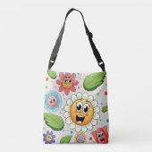 シームレスな背景デザインとカラフル花 クロスボディバッグ (裏面)