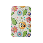 シームレスな背景デザインとカラフル花 バスマット (正面縦)