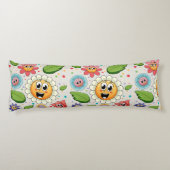 シームレスな背景デザインとカラフル花 ボディピロー (裏面)