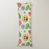 シームレスな背景デザインとカラフル花 ボディピロー (正面縦)