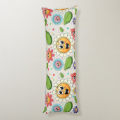 シームレスな背景デザインとカラフル花 ボディピロー (裏面 (縦))