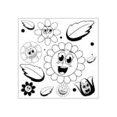 シームレスな背景デザインとカラフル花 ラバースタンプ (インプリント)