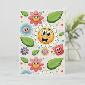 シームレスな背景デザインとカラフル花 招待状 (スタンド正面)