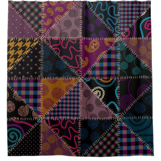 シームレスな背景パターン。パッチワークパターン。ビ シャワーカーテン (正面)