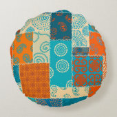 シームレスな背景パターン。パッチワークパターン ラウンドクッション (裏面)