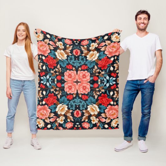 シームレスな花のパターエレガントンとタイムレスなデザイン フリースブランケット (インサイチュ)