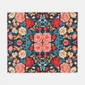 シームレスな花のパターエレガントンとタイムレスなデザイン フリースブランケット (正面(横))