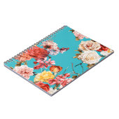 シームレスな花のパターンとバラ、水色。 fl ノートブック (左側)