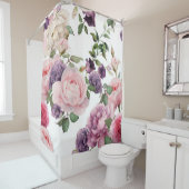 シームレスな花のパターンバラ、水色。 p シャワーカーテン (インサイチュ)