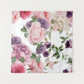 シームレスな花のパターンバラ、水色。 p タペストリー (正面(横))